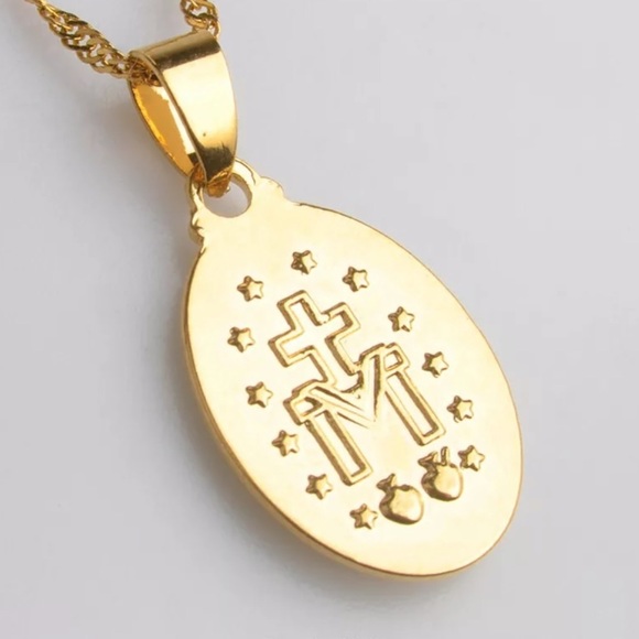 -Brand new Virgin Mary 18k gold GF necklace - Picture 7 of 7